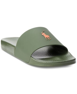 Polo Ralph Lauren Men's Signature Pony Slide Sandals - Army/Orange PP - Size 11