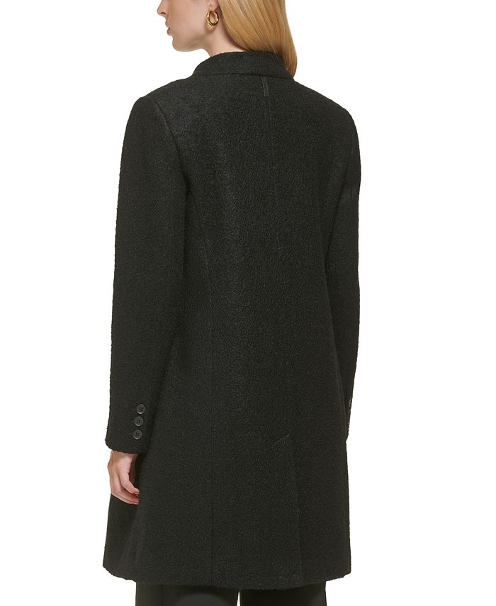 DKNY Women's Single Breasted Boucle Walker Coat Green Size Large