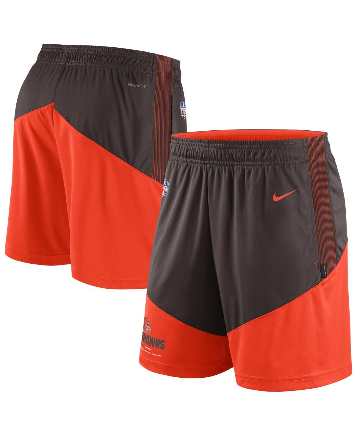 Shop Nike Men's  Brown, Orange Cleveland Browns Primary Lockup Performance Shorts In Brown,orange