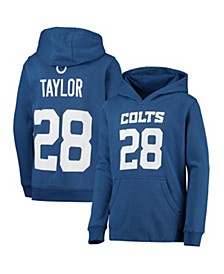 Youth Boys Jonathan Taylor Royal Indianapolis Colts Mainliner Player Name and Number Pullover Hoodie