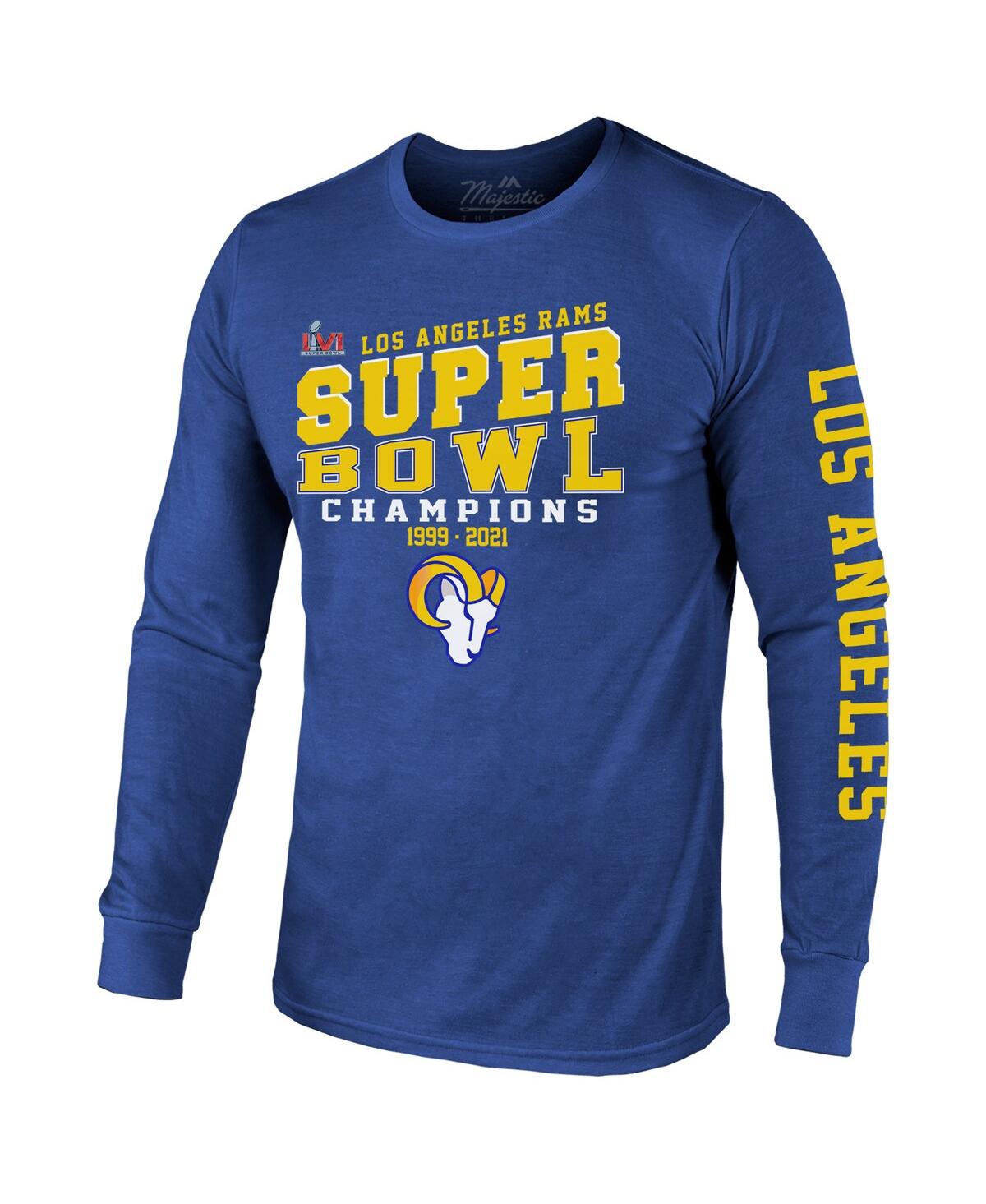 Shop Majestic Men's  Threads Royal Los Angeles Rams 2-time Super Bowl Champions Loudmouth Long Sleeve T-sh