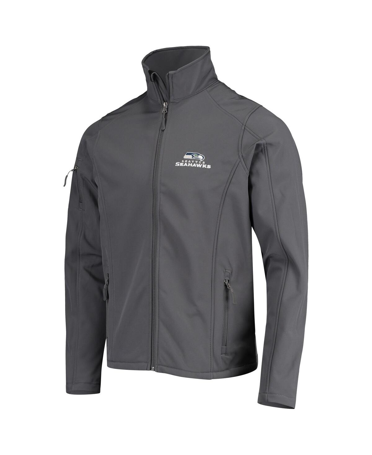 DUNBROOKE MEN'S DUNBROOKE CHARCOAL SEATTLE SEAHAWKS SONOMA SOFTSHELL FULL-ZIP JACKET 
