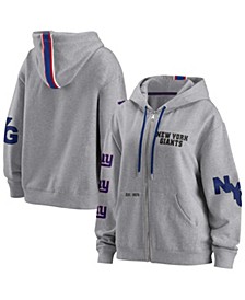 Women's Heathered Gray New York Giants Plus Size Taped Full-Zip Hoodie Jacket