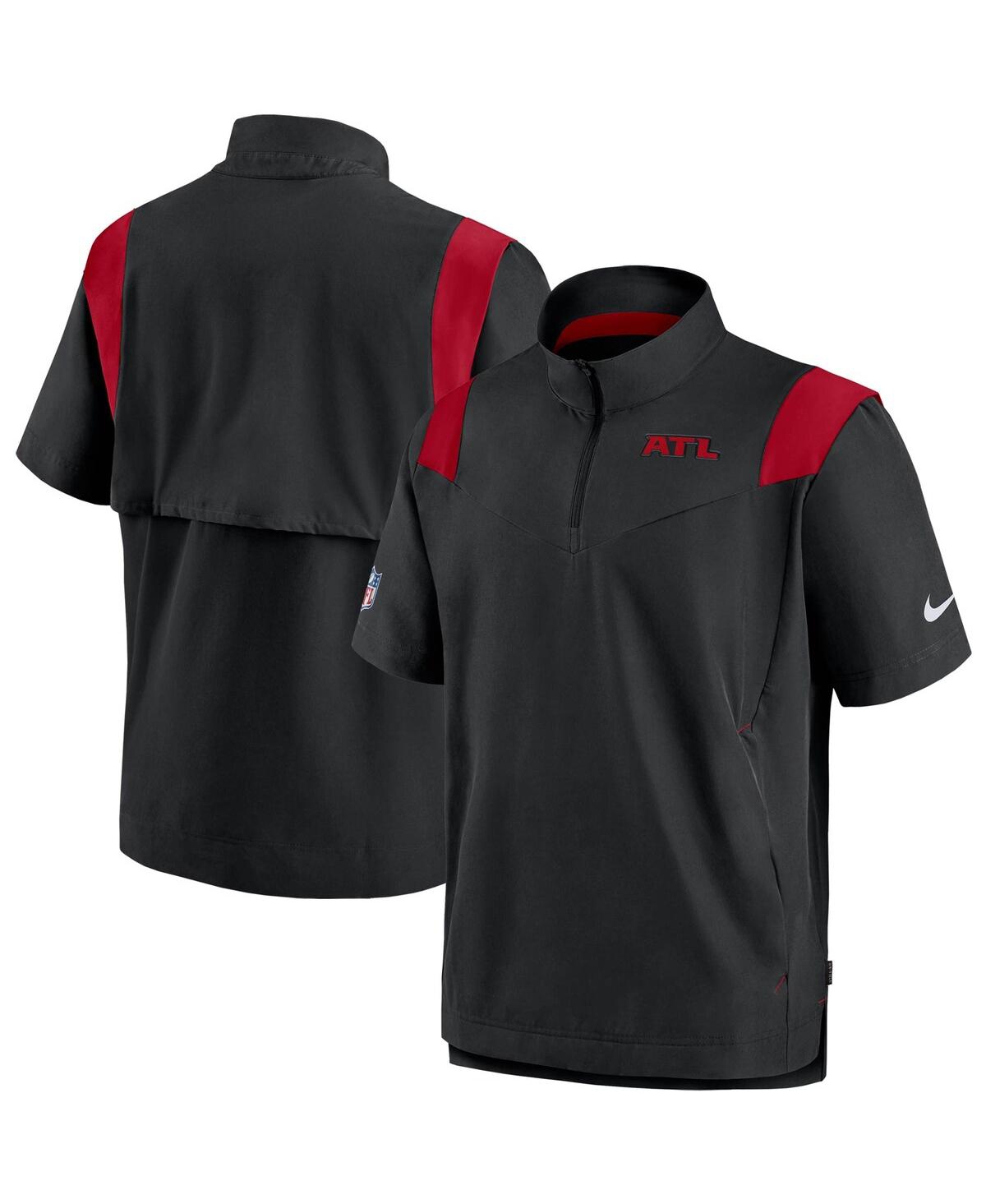 Shop Nike Men's  Black Atlanta Falcons Sideline Coaches Short Sleeve Quarter-zip Jacket