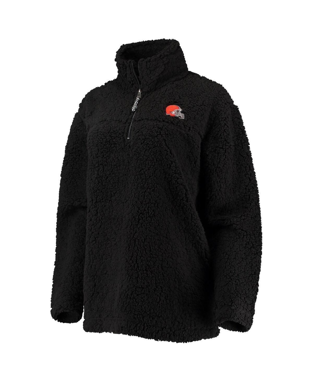 G-iii 4her By Carl Banks Black Cleveland Browns Sherpa Quarter-zip Jacket In Black