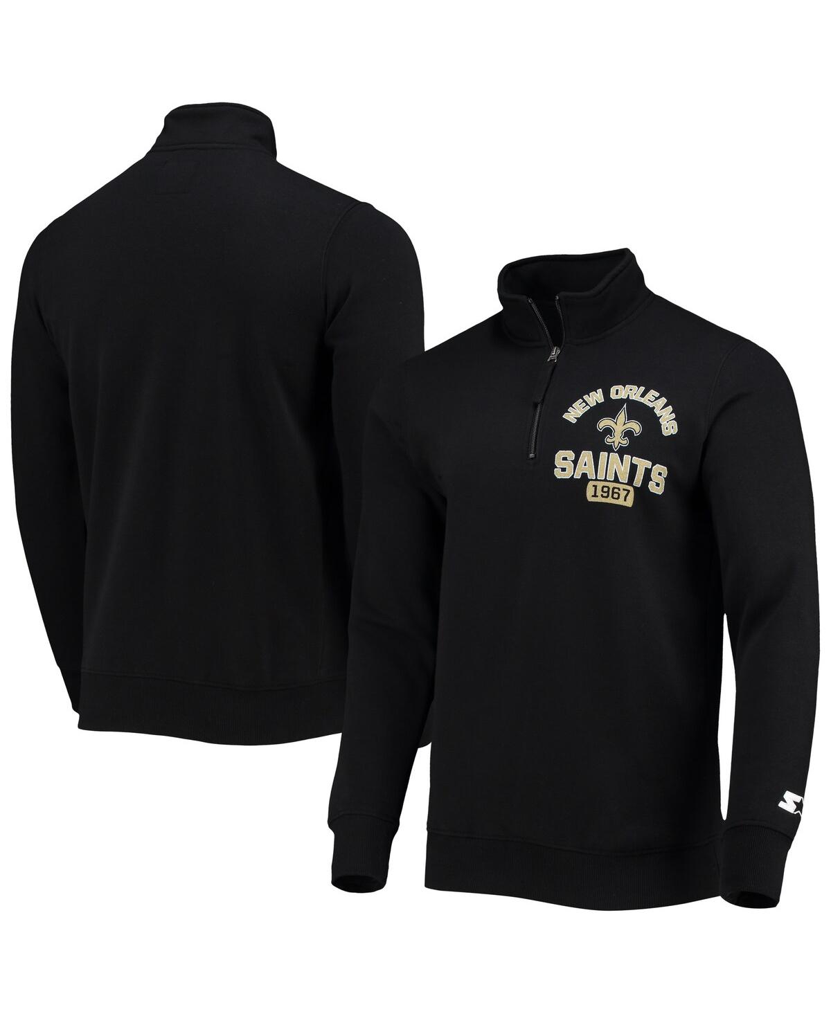 Shop Starter Men's  Black New Orleans Saints Heisman Quarter-zip Jacket