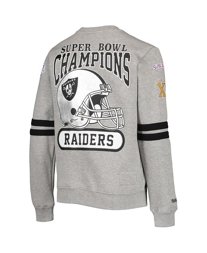 Men's Mitchell & Ness Heathered Gray Las Vegas Raiders Allover Print Fleece Pullover  Sweatshirt