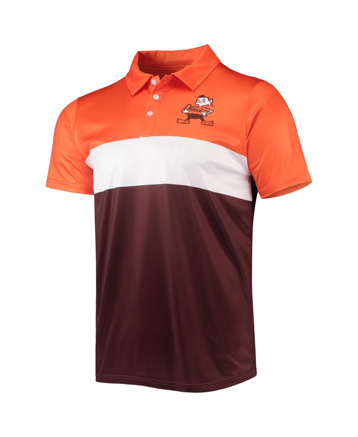 Shop Foco Men's  Orange, Brown Cleveland Browns Retro Colorblock Polo Shirt In Orange,brown