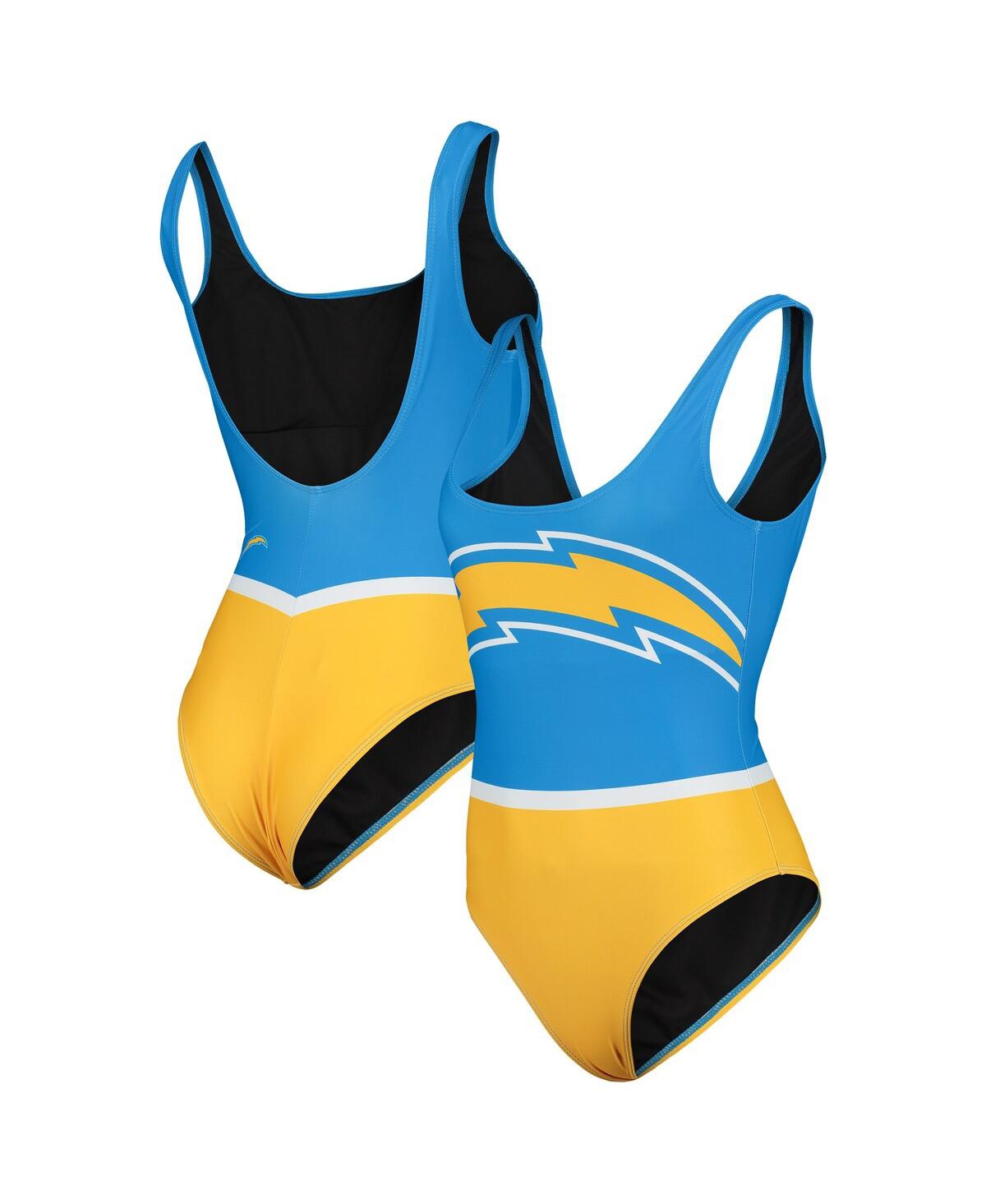 Shop Foco Women's  Powder Blue Los Angeles Chargers Team One-piece Swimsuit
