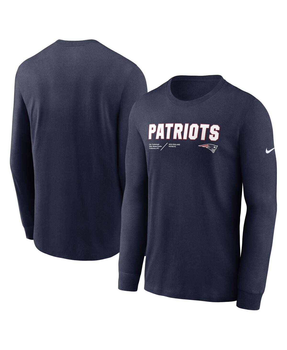 Nike Men's  Navy New England Patriots Infograph Lock Up Performance Long Sleeve T-shirt
