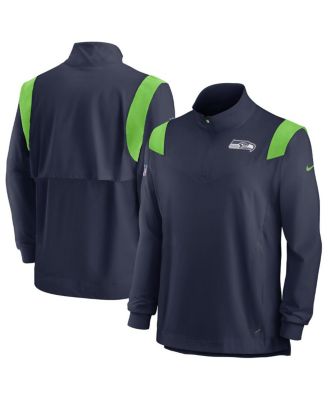 Men's College Navy Seattle Seahawks 2022 Coach Chevron Lockup Quarter-Zip Long Sleeve Top