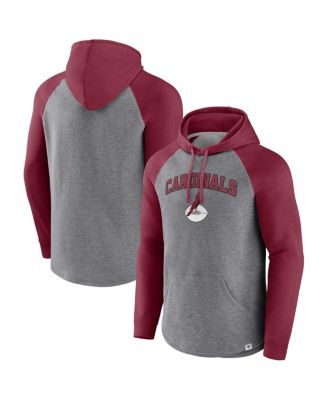 Men's Heathered Gray, Cardinal Arizona Cardinals By Design Raglan Pullover Hoodie
