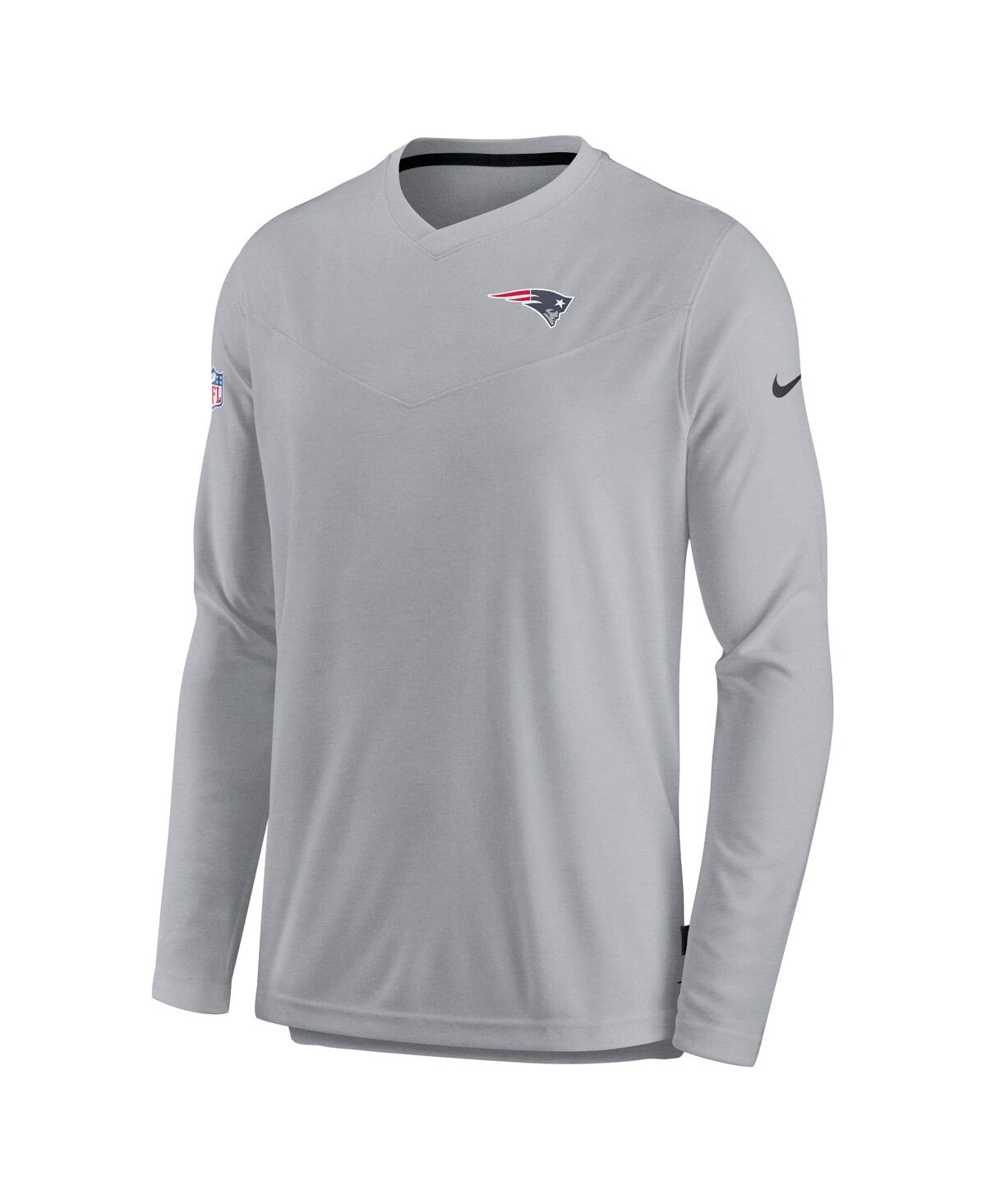 Shop Nike Men's  Gray New England Patriots 2022 Sideline Coach Chevron Lock Up Performance Long Sleeve T-s
