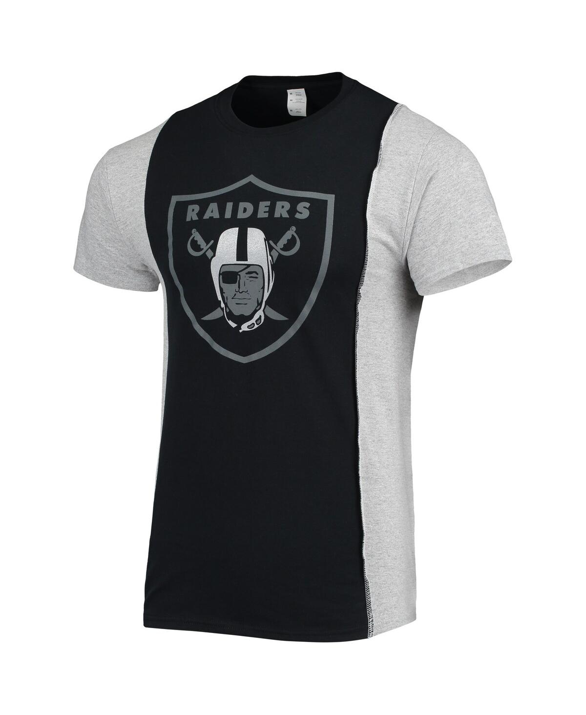 Shop Refried Apparel Men's  Black, Heathered Gray Las Vegas Raiders Split T-shirt In Black,heathered Gray