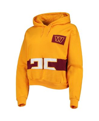Women's Gold Washington Commanders Cropped Pullover Hoodie