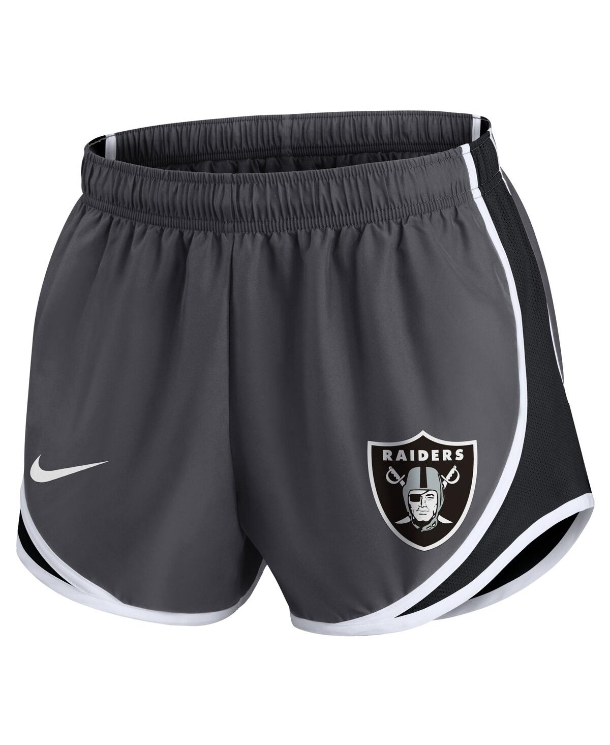 Shop Nike Women's  Charcoal Las Vegas Raiders Plus Size Logo Performance Tempo Shorts