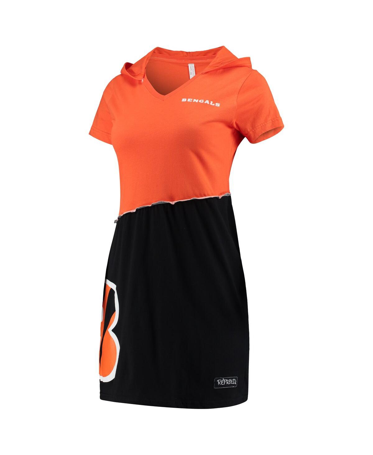 Women's Refried Apparel Orange, Black Cincinnati Bengals Hooded Mini Dress - Orange, Black