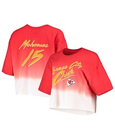 Women's Threads Patrick Mahomes Red, White Kansas City Chiefs Drip-Dye Player Name and Number Tri-Blend Crop T-shirt