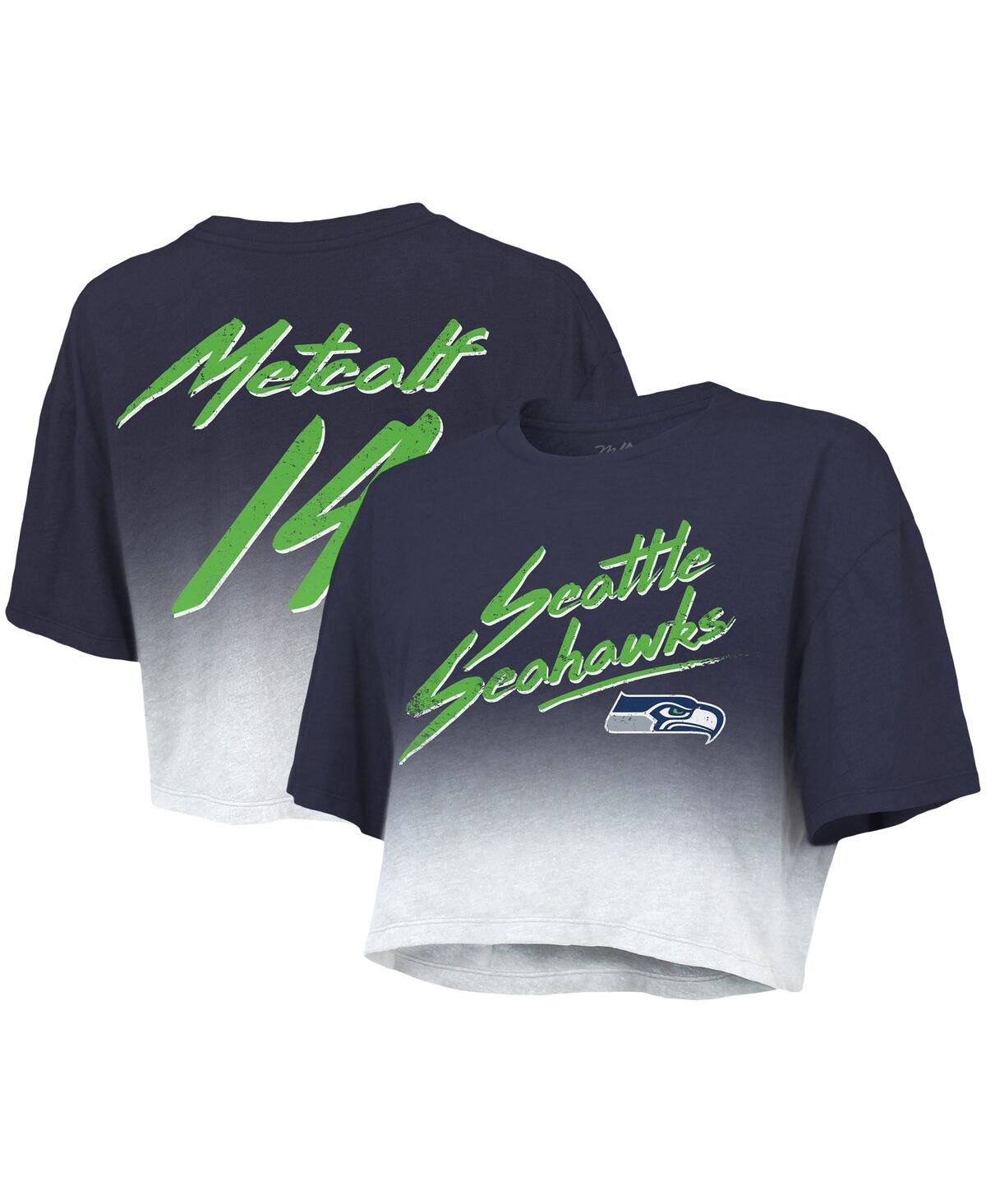 Shop Majestic Women's  Threads Dk Metcalf Navy, White Seattle Seahawks Drip-dye Player Name And Number Tri In Navy,white