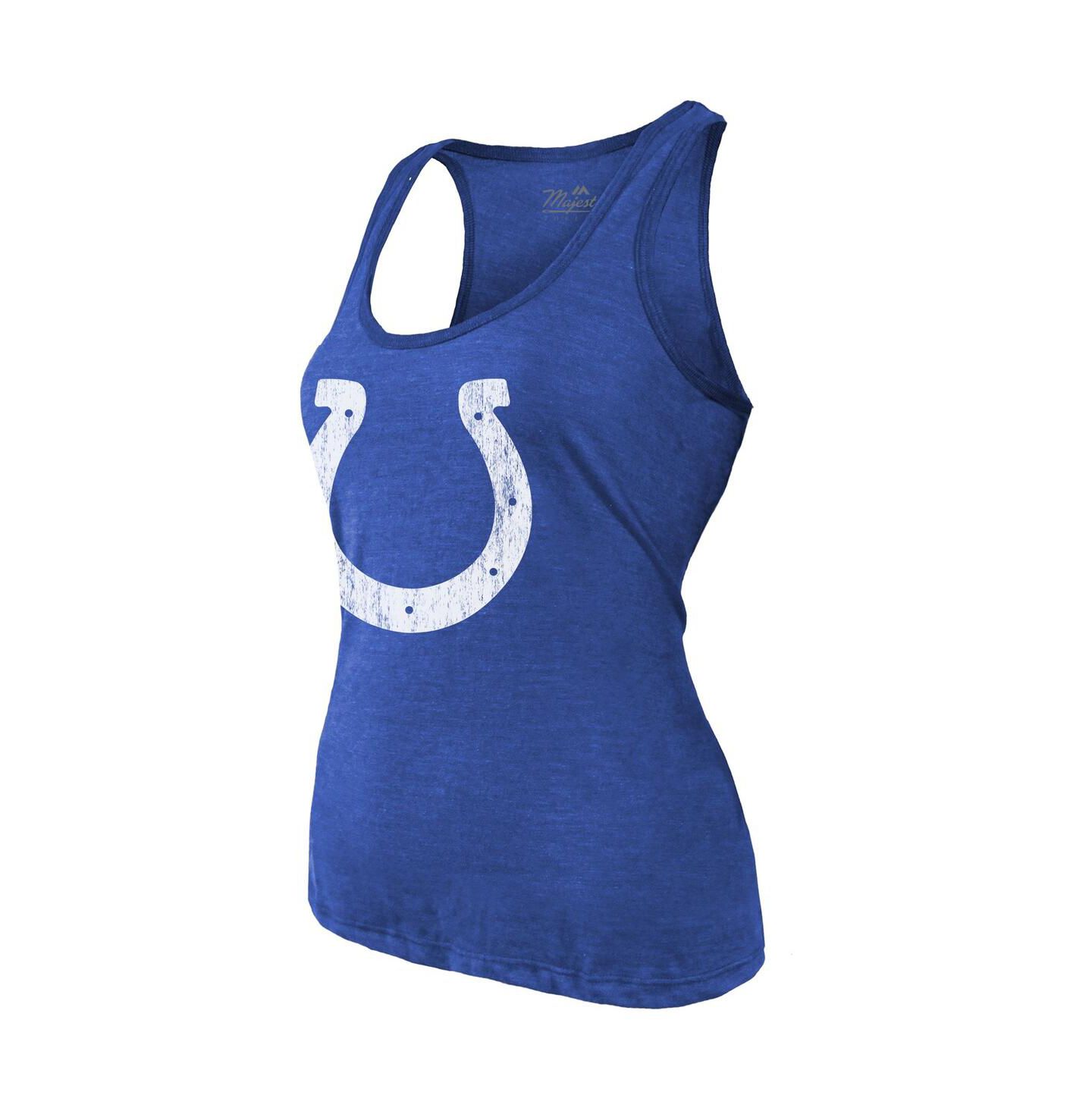 Женский топ Majestic Threads Jonathan Taylor Royal Indianapolis Colts Player Name and Number Tri-Blend — фото 2