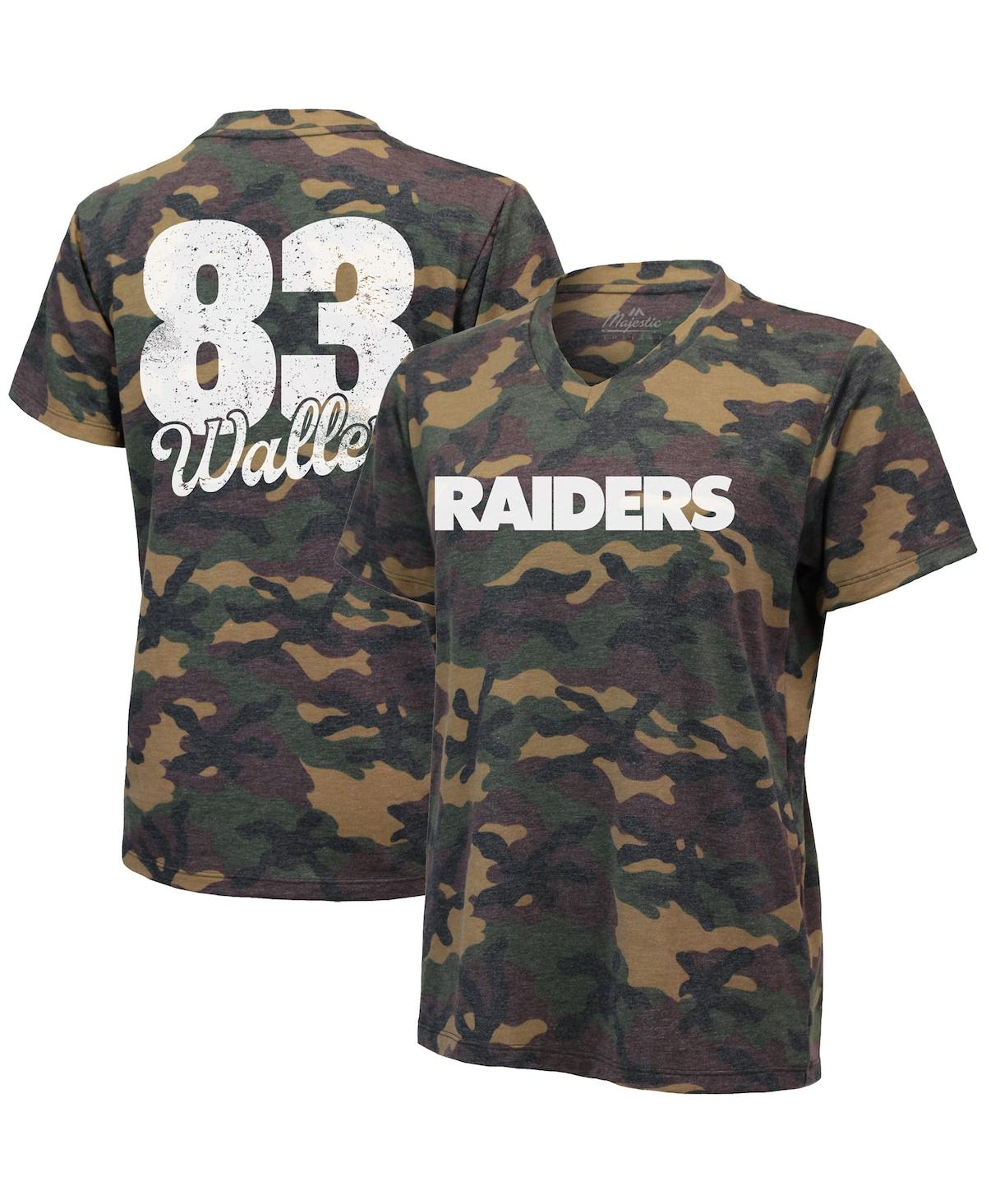 Women's Darren Waller Camo Las Vegas Raiders Name and Number Tri-Blend V-Neck T-shirt - Camo