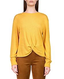 Women's Knotted-Front Long-Sleeve Knit Top