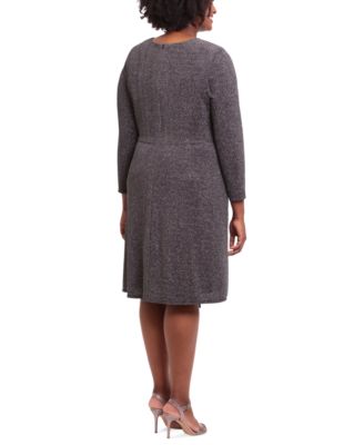 Plus Size Side-Draped Glitter-Knit Dress