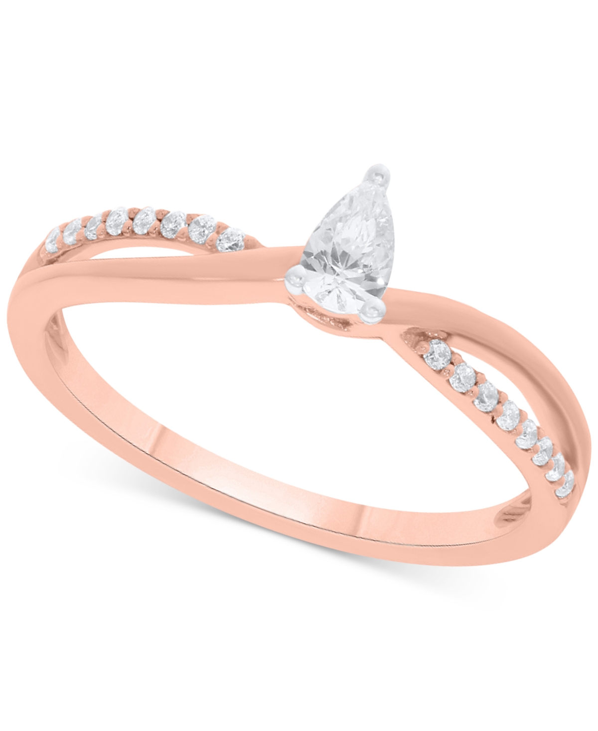 Diamond Pear-Cut Swirl Solitaire Engagement Ring (1/4 ct. tw) in 14k Yellow or- Rose Gold