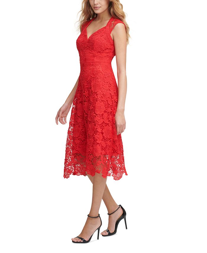 GUESS FloralLace CapSleeve Midi Dress & Reviews Dresses Women