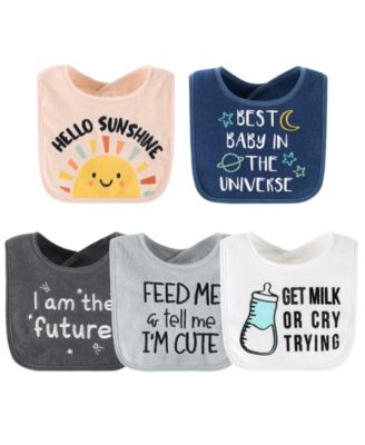 Terry Feeding Baby Girl Bibs, 10 Pack, Hello Sunshine