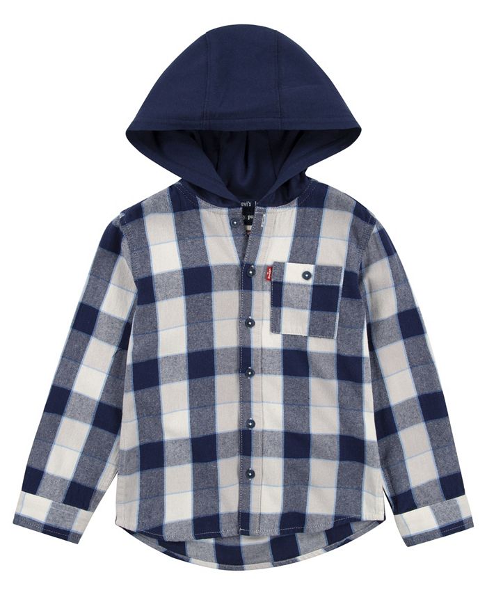 Levi's Big Boys Hooded Plaid Comfortable Flannel Shirt - Macy's