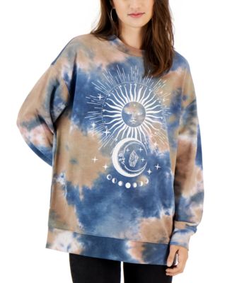 Rebellious One - Juniors' Tie-Dyed Celestial Graphic Sweatshirt