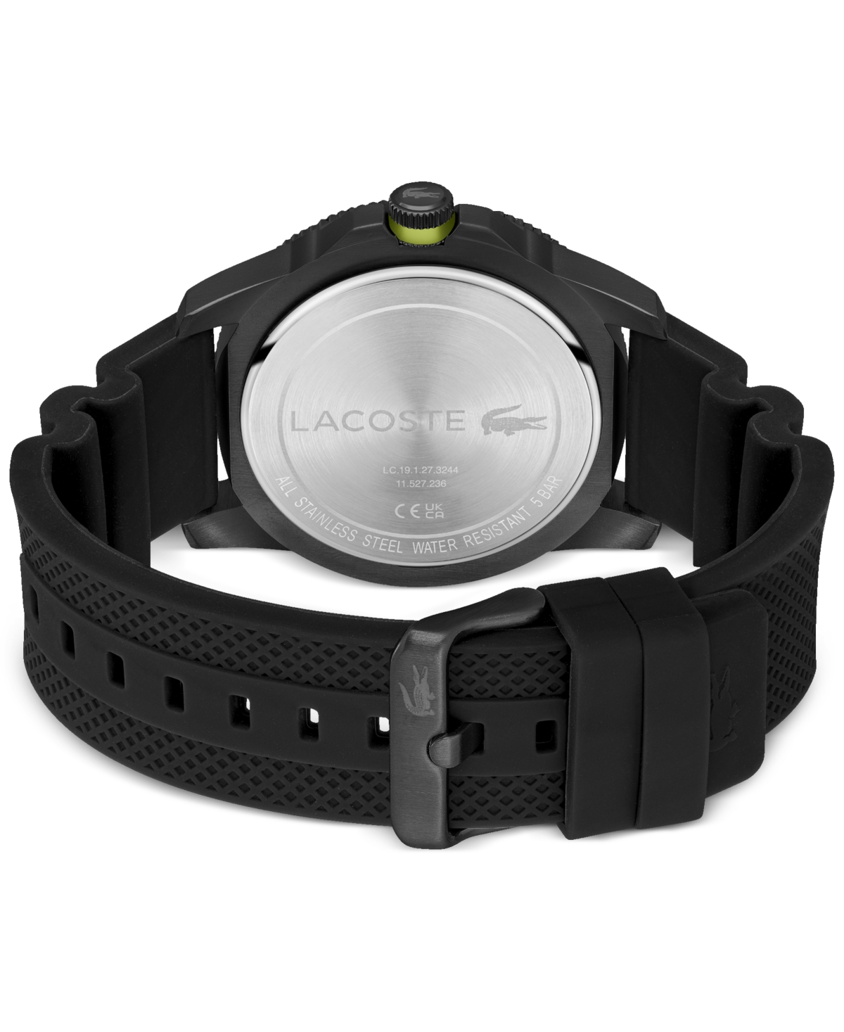 Lacoste Men's Regatta Black Silicone Strap Watch 46mm