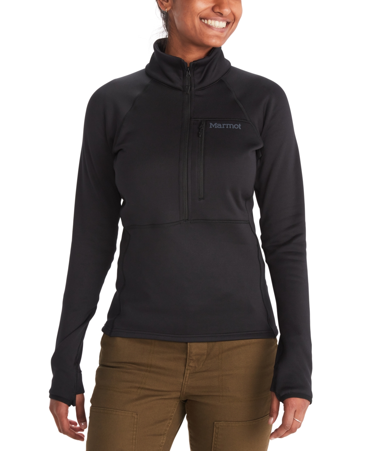 Marmot Women's Olden Polartec Half-zip Jacket In Black