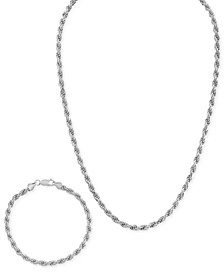2-Pc. Set 22" Rope Link Chain Necklace & Matching Bracelet, Created for Macy's