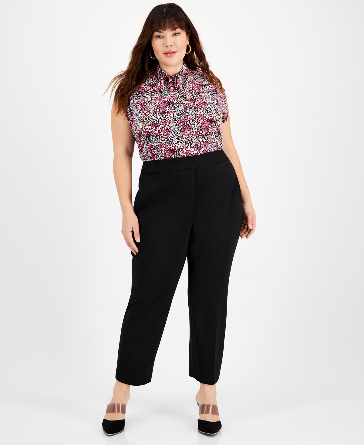 BAR III PLUS SIZE COMPRESSION STRAIGHT-LEG ANKLE PANTS, CREATED FOR MACY'S