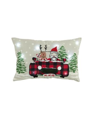 The Mountain Home Collection - Led Santa Reindeer Truck Decorative Pillow