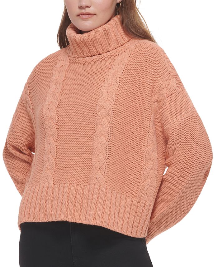 Calvin Klein Jeans Women's Cable-Knit Long-Sleeve Turtleneck Sweater &  Reviews - Sweaters - Juniors - Macy's