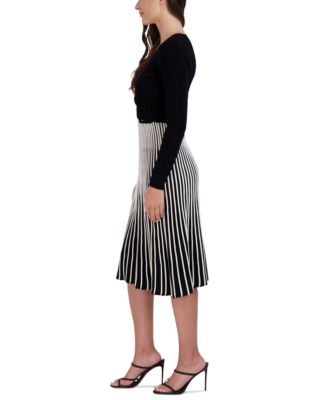 Robbie Bee Women's Two-Tone Belted Sweater Dress - Macy's