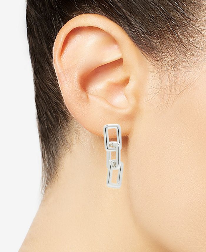 Giani Bernini Polished Rectangle Chain Link Drop Earrings in Sterling