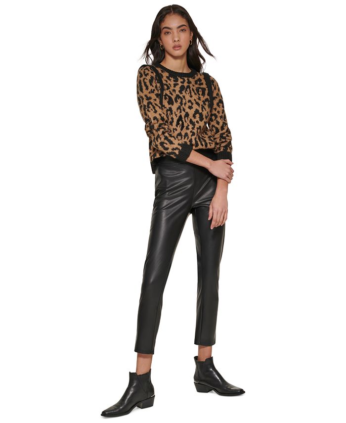 DKNY Women's FauxLeather HighRise SideZip Pants & Reviews Pants