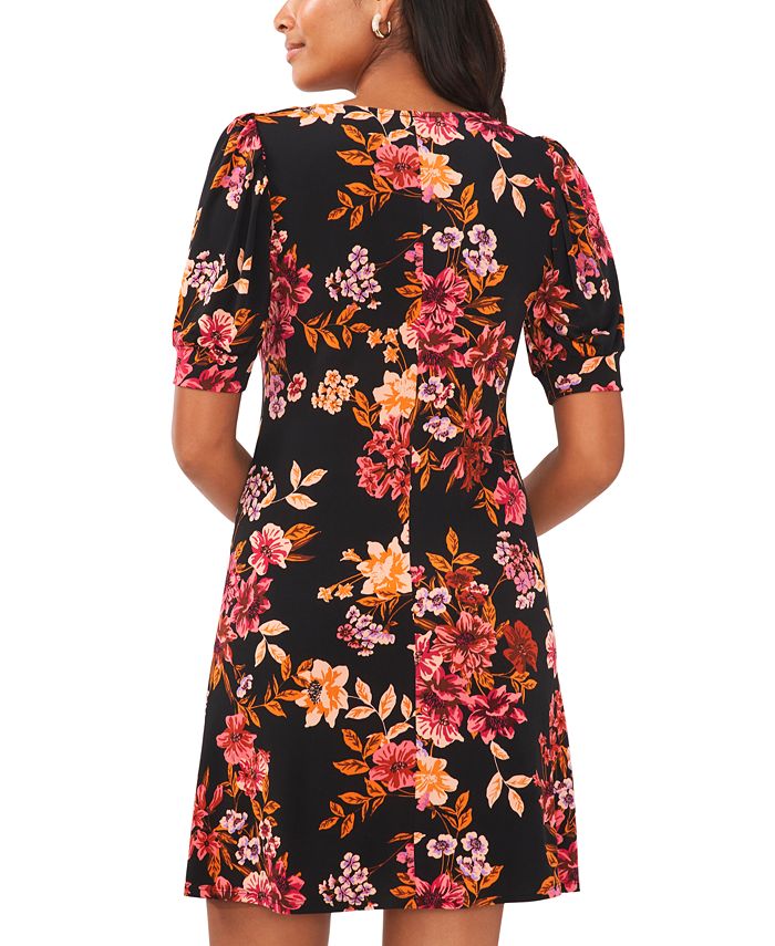 MSK Petite Floral-Print Puff-Sleeve Dress & Reviews - Dresses - Petites ...