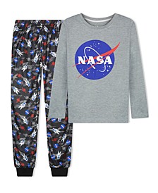 Big Boys Jersey Top and Flannel Jogger Pants, 2 Piece Set