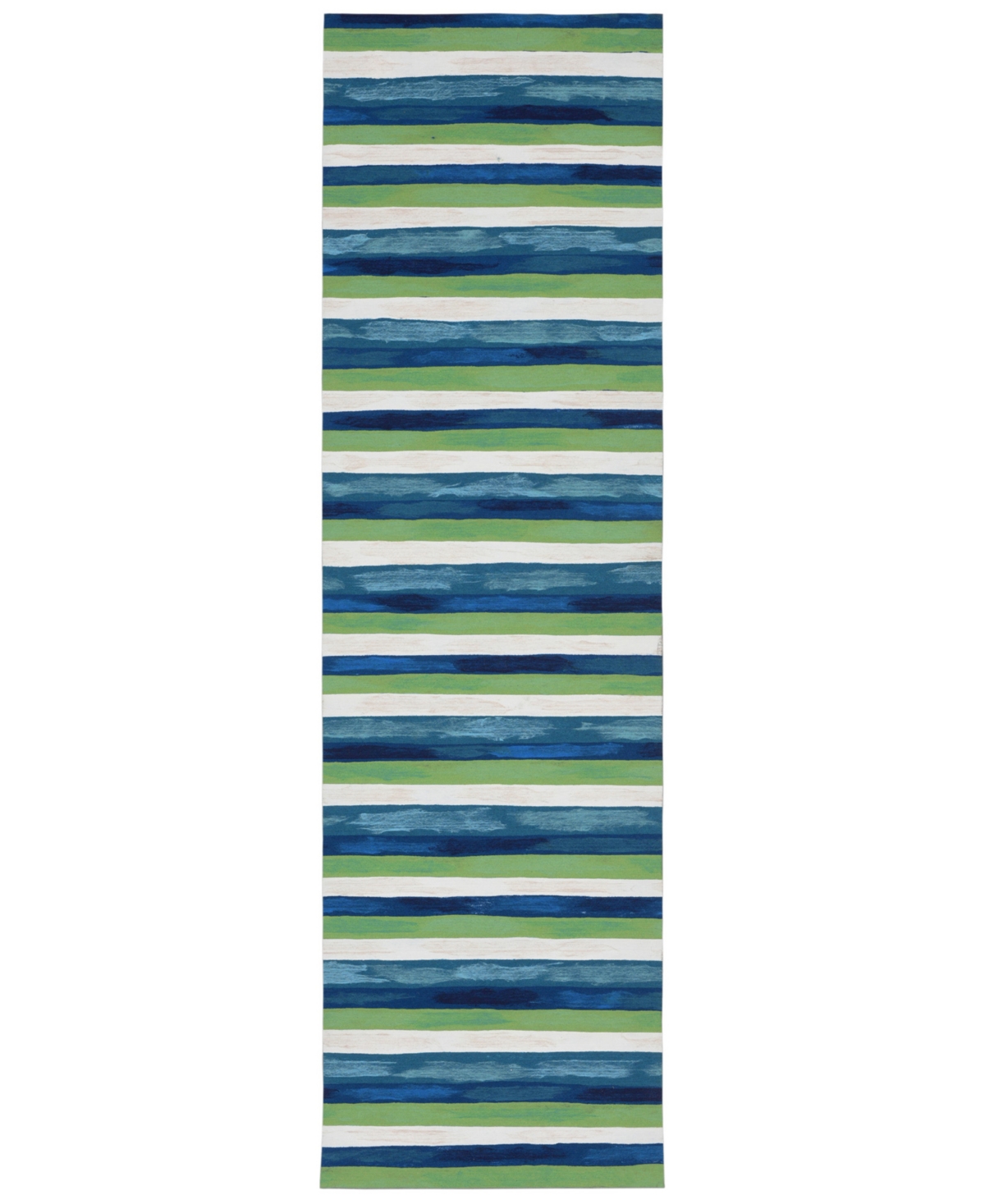 Liora Manne' Visions Ii Painted Stripes 2'3in x 8' Runner Outdoor Area Rug - Sapphire