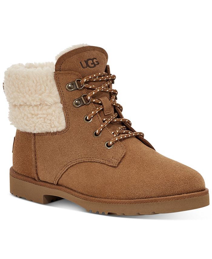 UGG® Women's Romely Heritage Lace-Up Plush-Cuff Boots - Macy's