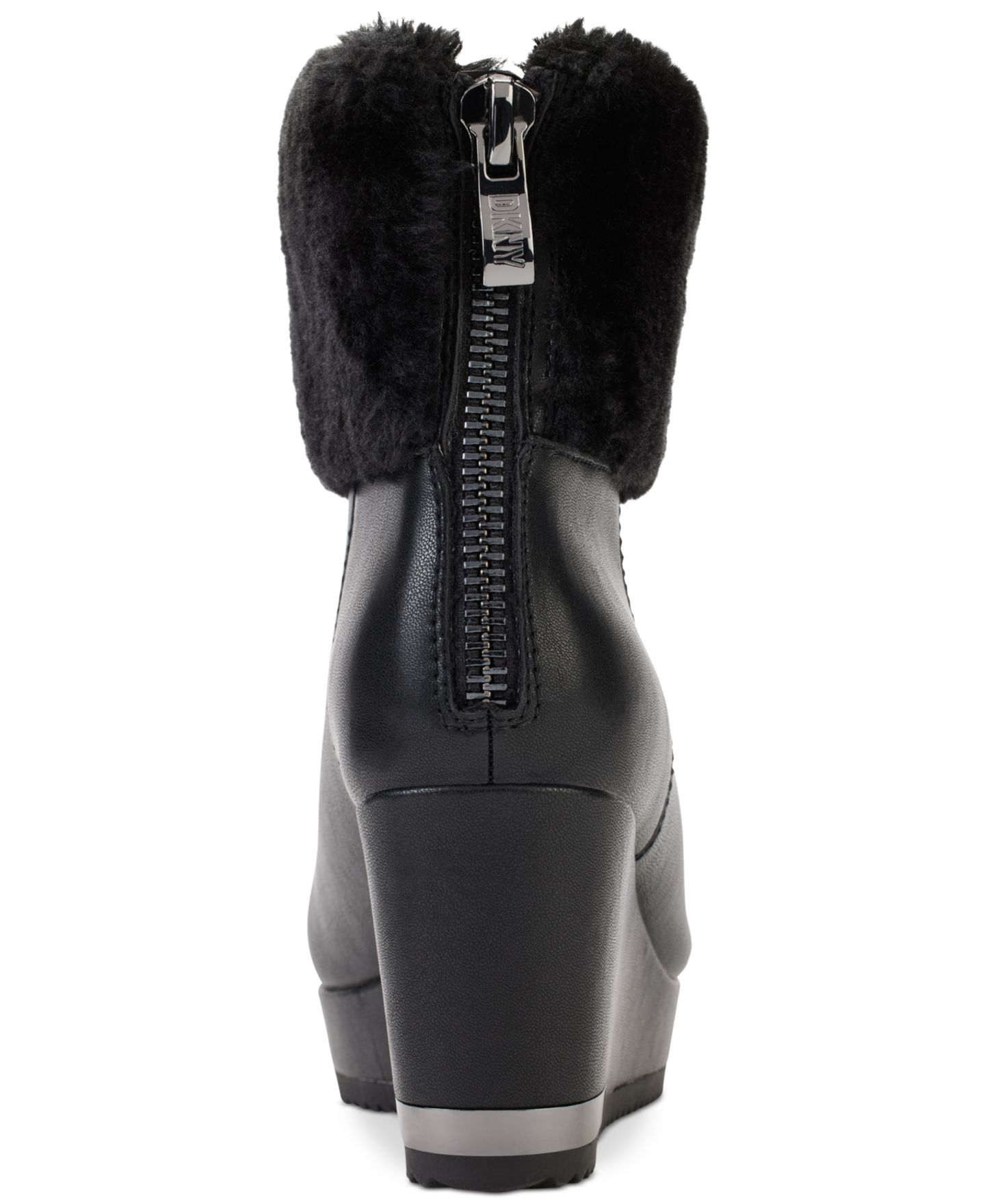 Женские ботинки DKNY Nadra Wedge Booties, цвет: Чёрный гладкий — фото 3