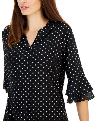 Women's Printed 3/4 Flutter Sleeve Top