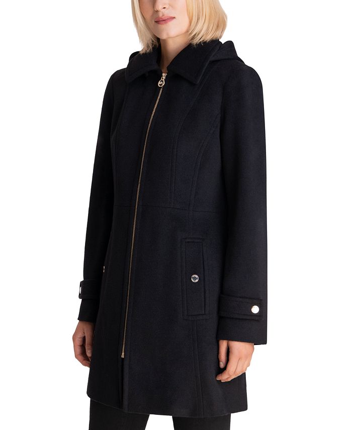 Michael Kors Women's Petite Hooded Notched-Collar Coat, Created for ...