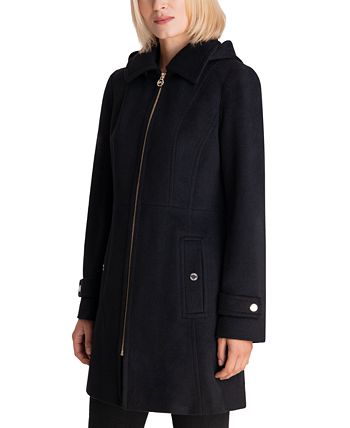 Michael Kors Women's Petite Hooded Notched-Collar Coat, Created for ...