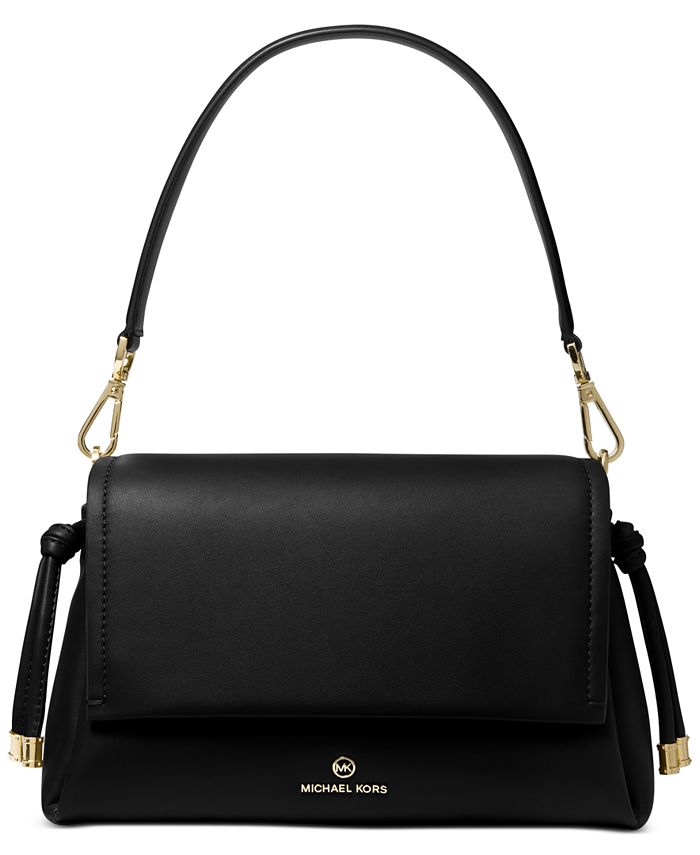 Black Designer Pearl Bee Flap Shoulder Bag